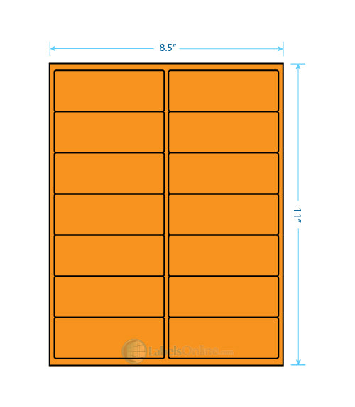 4" x 1.5" - 14 up - Fluorescent Orange