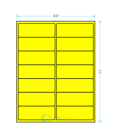 4" x 1.5" - 14 up - Fluorescent Yellow