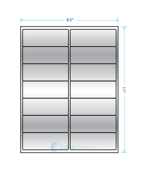 4" x 1.5" - 14 up - Silver Foil