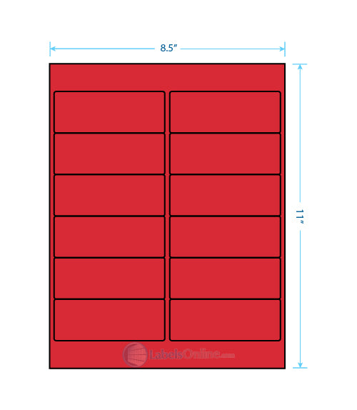4" x 1.5" Barcode Labels - 12 up - Fluorescent Red