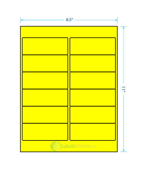 4" x 1.5" Barcode Labels - 12 up - Fluorescent Yellow