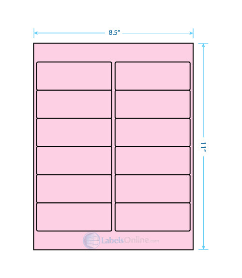 4" x 1.5" Barcode Labels - 12 up - Pastel Pink
