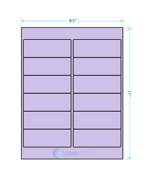 4" x 1.5" Barcode Labels - 12 up - Pastel Purple