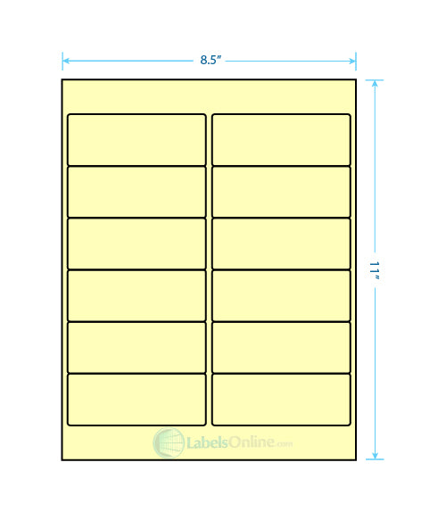 4" x 1.5" Barcode Labels - 12 up - Pastel Yellow