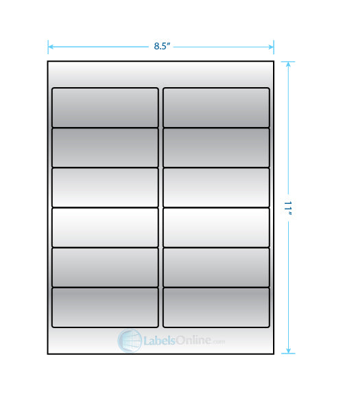 4" x 1.5" Barcode Labels - 12 up - Silver Foil
