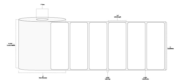4" x 1.5" Premium Direct Thermal Paper Label; Perforated; 1" Core; 4" OD; 12 Rolls/carton (960 Labels/roll)
