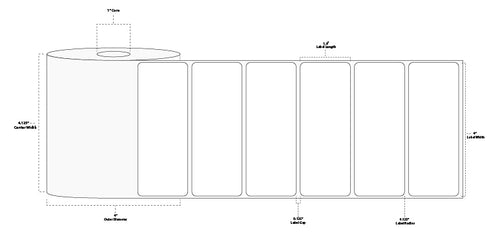 4" x 1.5" Standard Direct Thermal Paper Label; Perforated; 1" Core; 4" OD; 4 Rolls/carton (960 Labels/roll)
