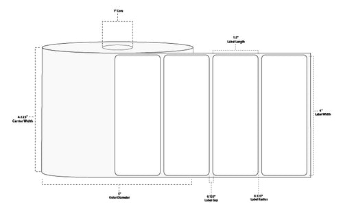 4" x 1.5" Standard Direct Thermal Paper Label; Perforated; 1" Core; 5" OD; 4 Rolls/carton (1,620 Labels/roll)