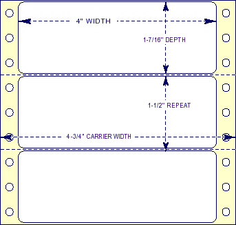 4" x 1-7/16" - Pinfed Blank EDP Label; 1 Label Across; 5,000 Labels/carton - Fanfolded