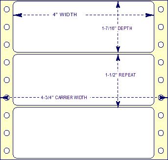 4" x 1-7/16" - Pinfed Blank EDP Label; 1 Label Across; 5,000 Labels/carton - Fanfolded