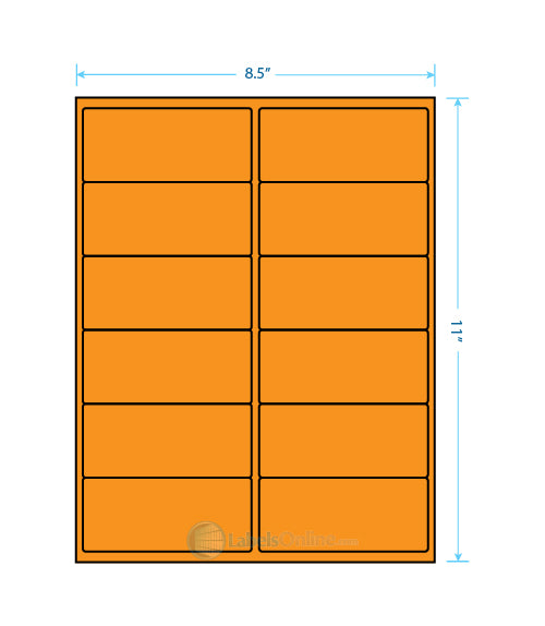 4" x 1.75" - 12 up - Fluorescent Orange
