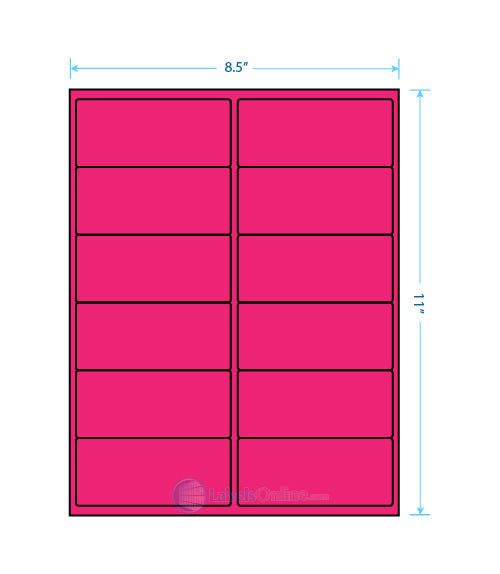 4" x 1.75" - 12 up - Fluorescent Pink