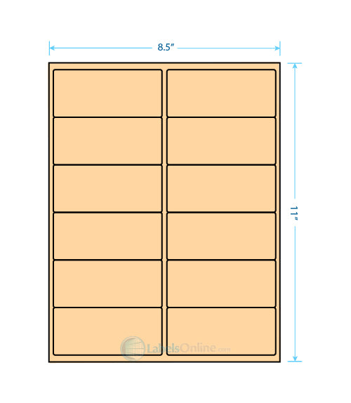 4" x 1.75" - 12 up - Pastel Orange