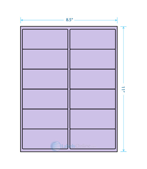 4" x 1.75" - 12 up - Pastel Purple