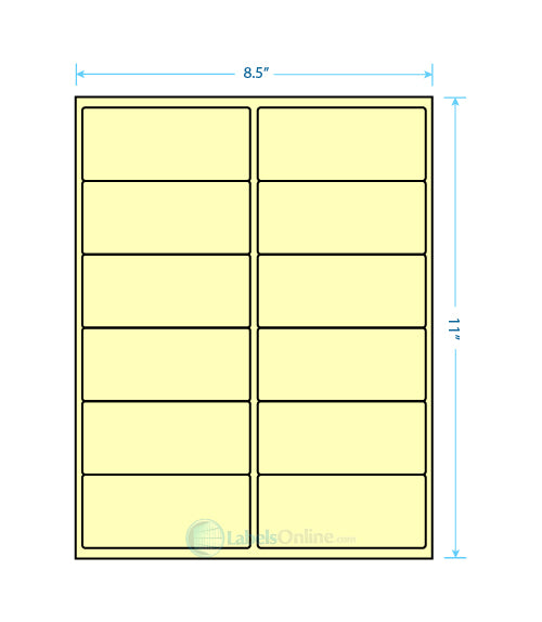 4" x 1.75" - 12 up - Pastel Yellow