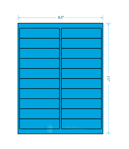4" x 1" Barcode Labels - 20 up - Fluorescent Blue