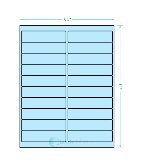 4" x 1" Barcode Labels - 20 up - Pastel Blue