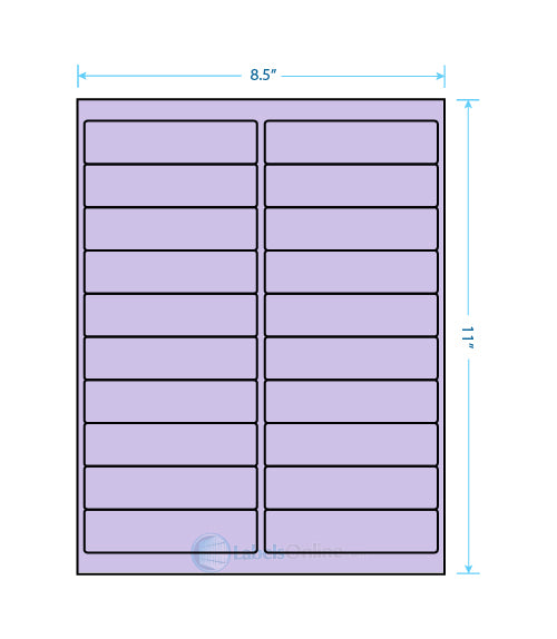 4" x 1" Barcode Labels - 20 up - Pastel Purple