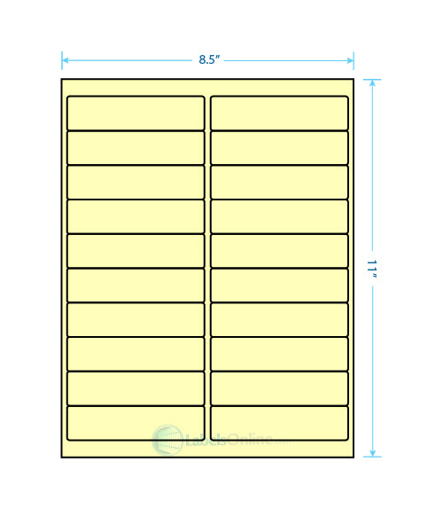 4" x 1" Barcode Labels - 20 up - Pastel Yellow