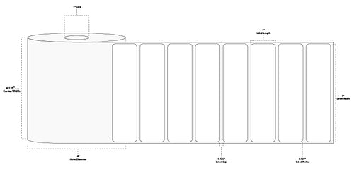 4" x 1" Floodcoated Direct Thermal Paper Label; Perforated; 1" Core; 4" OD; 12 Rolls/carton (1,375 Labels/roll) - 032 Red