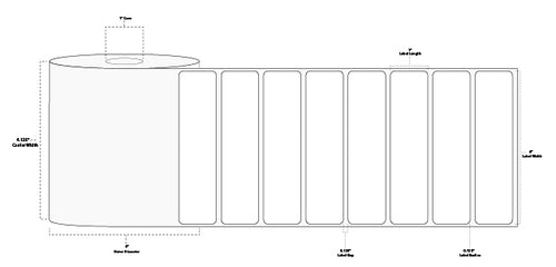 4" x 1" Floodcoated Direct Thermal Paper Label; Perforated; 1" Core; 4" OD; 12 Rolls/carton (1,375 Labels/roll) - 1505 Orange