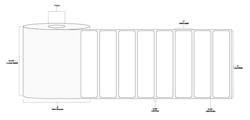 4" x 1" Floodcoated Direct Thermal Paper Label; Perforated; 1" Core; 4" OD; 12 Rolls/carton (1,375 Labels/roll) - 292 Blue