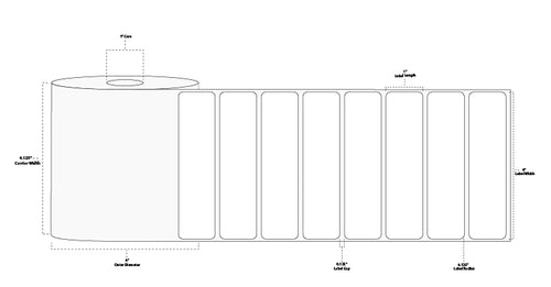4" x 1" Floodcoated Direct Thermal Paper Label; Perforated; 1" Core; 4" OD; 12 Rolls/carton (1,375 Labels/roll) - 345 Green