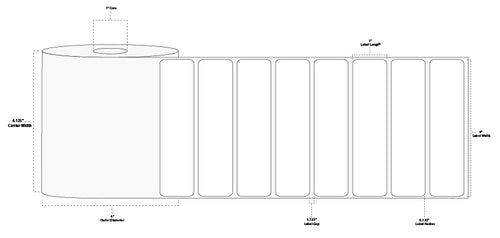 4" x 1" Floodcoated Direct Thermal Paper Label; Perforated; 1" Core; 4" OD; 12 Rolls/carton (1,375 Labels/roll) - Pantone Yellow