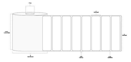 4" x 1" Premium Direct Thermal Paper Label; Perforated; 1" Core; 4" OD; 12 Rolls/carton (1,300 Labels/roll)