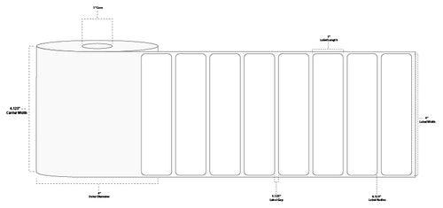 4" x 1" Standard Direct Thermal Paper Label; Perforated; 1" Core; 4" OD; 4 Rolls/carton (1,310 Labels/roll)