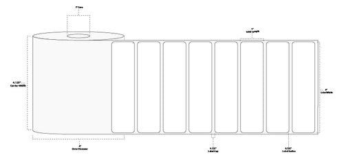 4" x 1" Standard Thermal Transfer Paper Label; Perforated; 1" Core; 4" OD; 4 Rolls/carton (1,310 Labels/roll)
