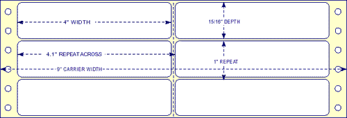 4" x 15/16" - Pinfed Blank EDP Label; 2 Labels Across; 10,000 Labels/carton - Fanfolded