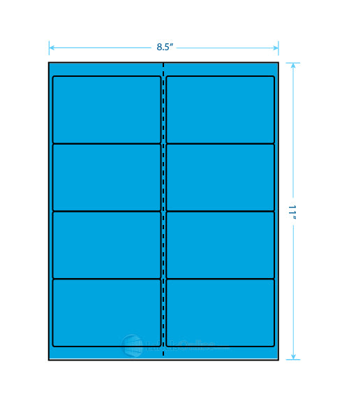 4" x 2.5" - 8 up - Fluorescent Blue