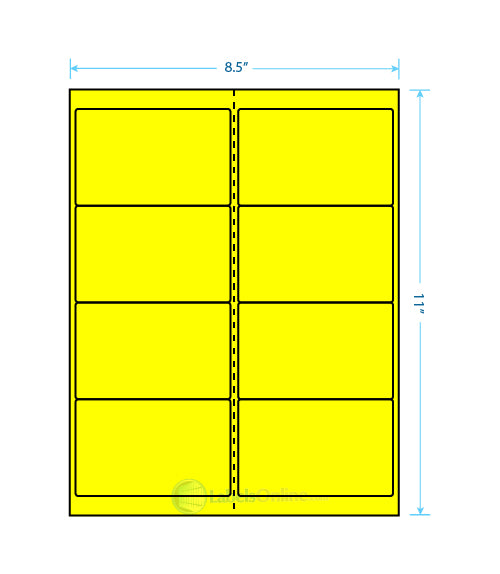 4" x 2.5" - 8 up - Fluorescent Yellow