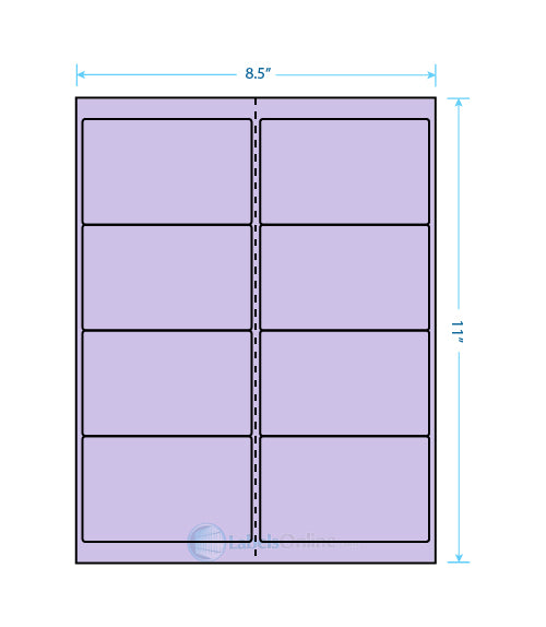 4" x 2.5" sheet labels, 8 per sheet, pastel purple