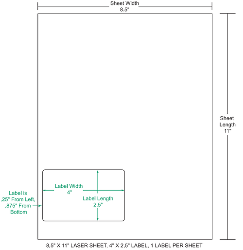 4" x 2.5" Integrated Labels; 1 up (1,500 sheets/case)