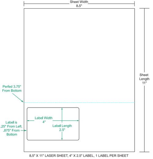 4" x 2.5" Integrated Labels; 1 up (1,500 sheets/case)