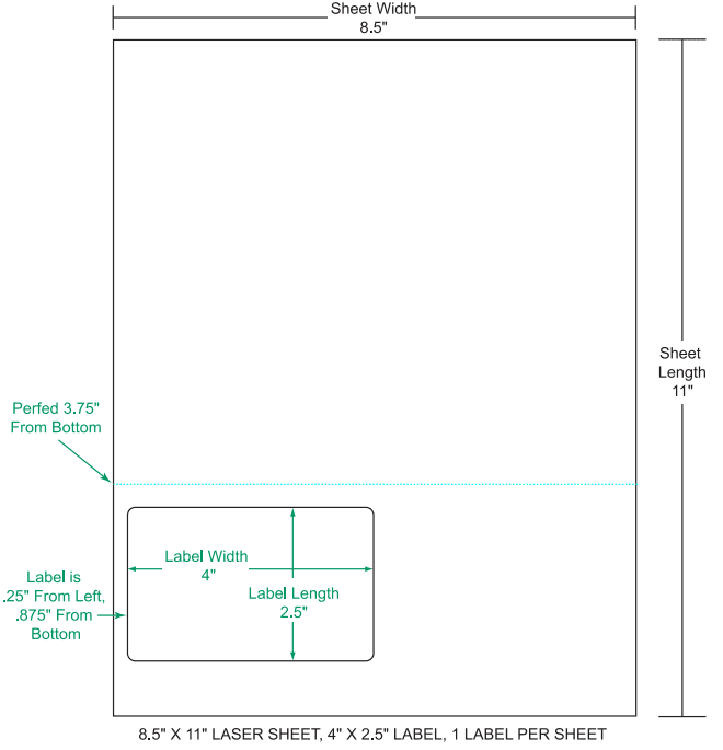 4" x 2.5" Integrated Labels; 1 up (1,500 sheets/case)