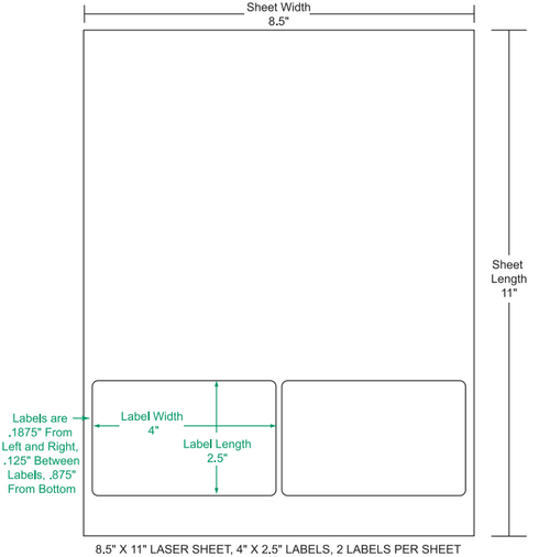 4" x 2.5" Integrated Labels; 2 up (1,500 sheets/case)