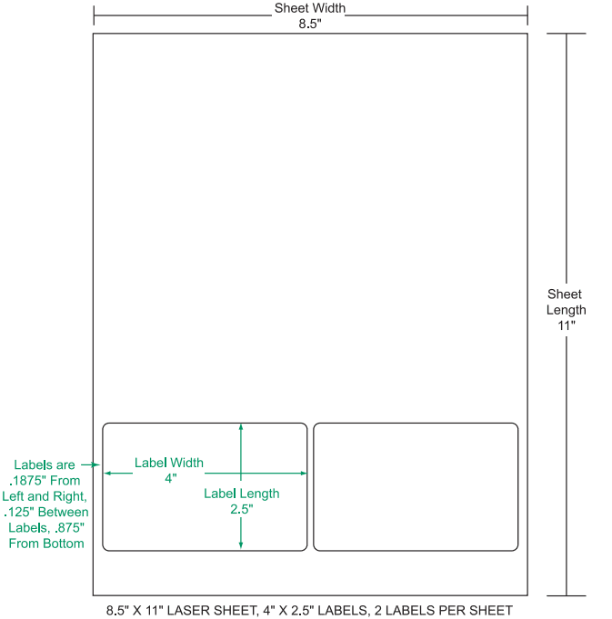 4" x 2.5" Integrated Labels; 2 up (1,500 sheets/case)