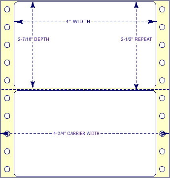 4" x 2-7/16" - Pinfed Blank EDP Label; 1 Label Across; 5,000 Labels/carton - Fanfolded