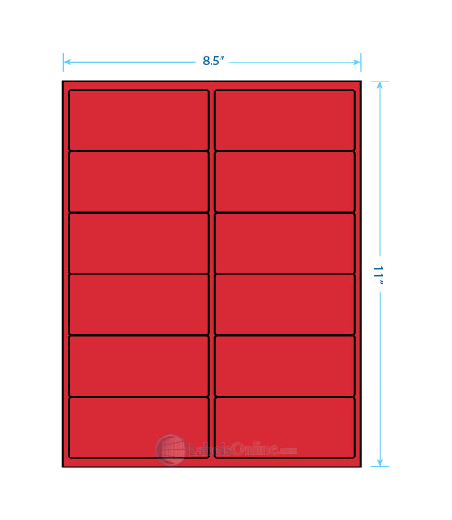 4" x 2" Barcode Labels - 10 up - Fluorescent Red