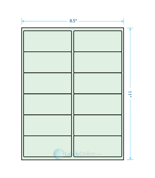 4" x 2" Barcode Labels - 10 up - Pastel Green
