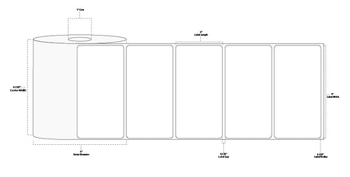 4" x 2" Floodcoated Direct Thermal Paper Label; Perforated; 1" Core; 4" OD; 12 Rolls/carton (735 Labels/roll) - 032 Red
