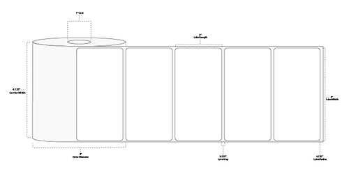 4" x 2" Floodcoated Direct Thermal Paper Label; Perforated; 1" Core; 4" OD; 12 Rolls/carton (735 Labels/roll) - 1505 Orange