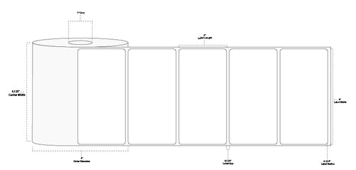 4" x 2" Floodcoated Direct Thermal Paper Label; Perforated; 1" Core; 4" OD; 12 Rolls/carton (735 Labels/roll) - 345 Green