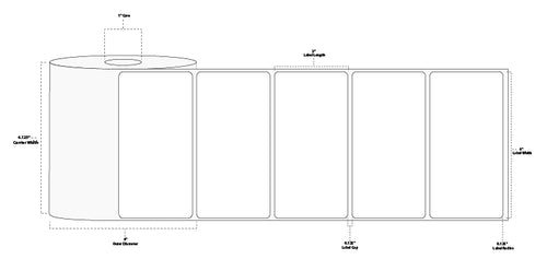 4" x 2" Premium Direct Thermal Paper Label; Perforated; 1" Core; 4" OD; 12 Rolls/carton (1,180 Labels/roll)