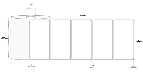 4" x 2" Premium Direct Thermal Paper Label; Perforated; 1" Core; 4" OD; 12 Rolls/carton (735 Labels/roll)