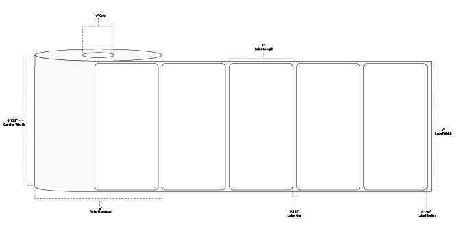 4" x 2" Premium Direct Thermal Paper Label; Perforated; 1" Core; 4" OD; 12 Rolls/carton (735 Labels/roll)