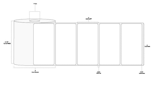 4" x 2" Premium Direct Thermal Paper Label; Perforated; 1" Core; 4" OD; 12 Rolls/carton (735 Labels/roll)